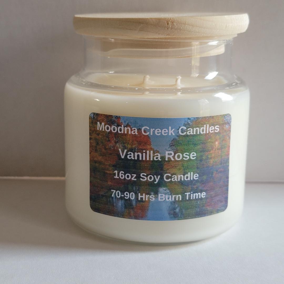 Rose Vanilla Scented Soy Candle – Handmade 16oz Soy Candle